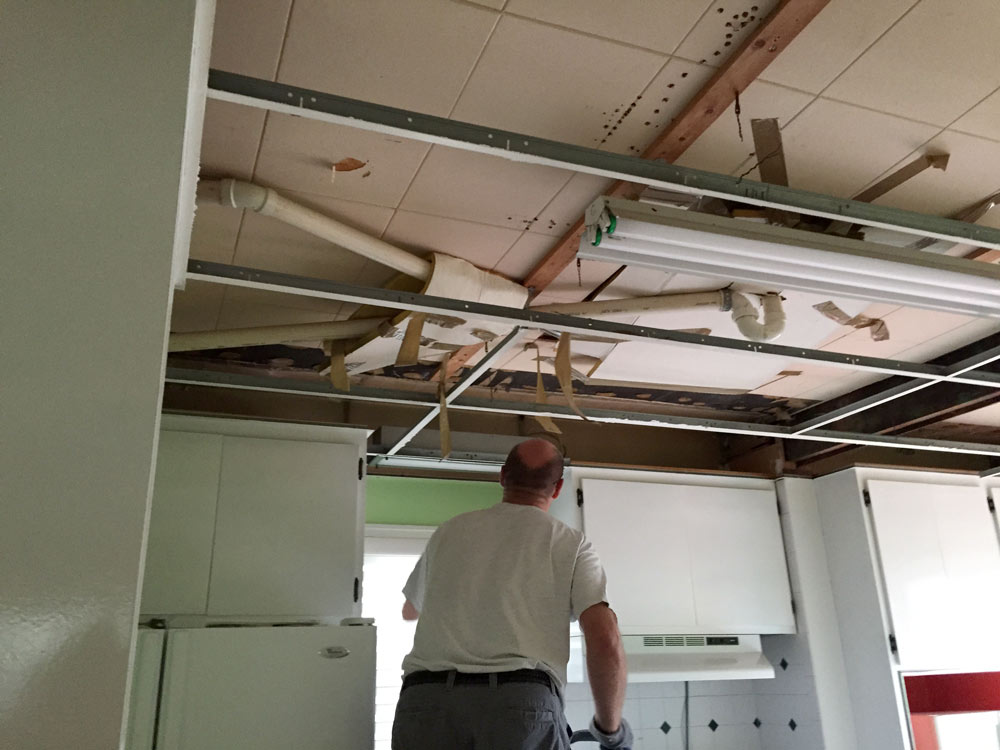 Kitchen Progress Removing A Drop Ceiling And Then We Tried Removing A Kitchen Drop Ceiling Metal Frame