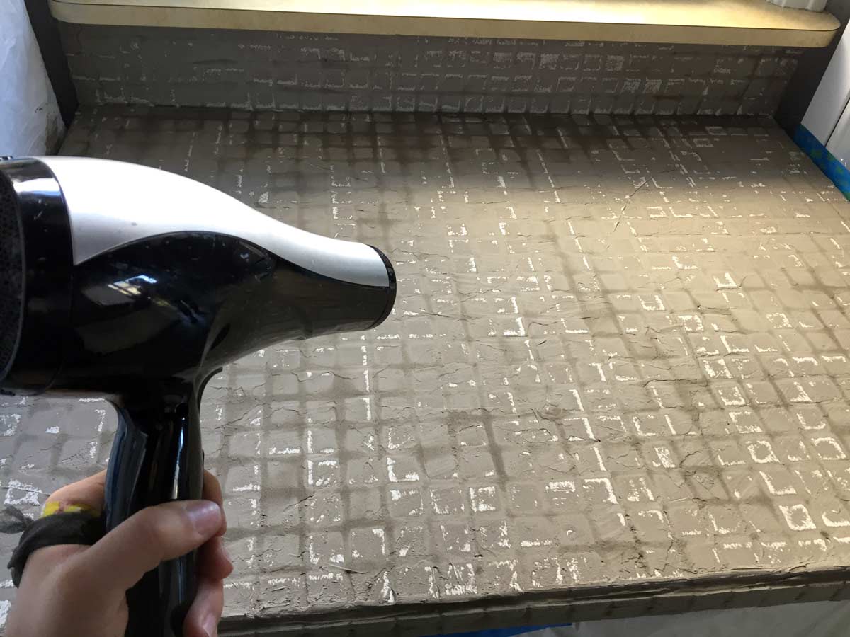 Feather Finish Concrete Over Tile Counters And Then We Tried Using A Hair Dryer To Dry The First Coat Of Feather Finish Concrete Over Tile Counters
