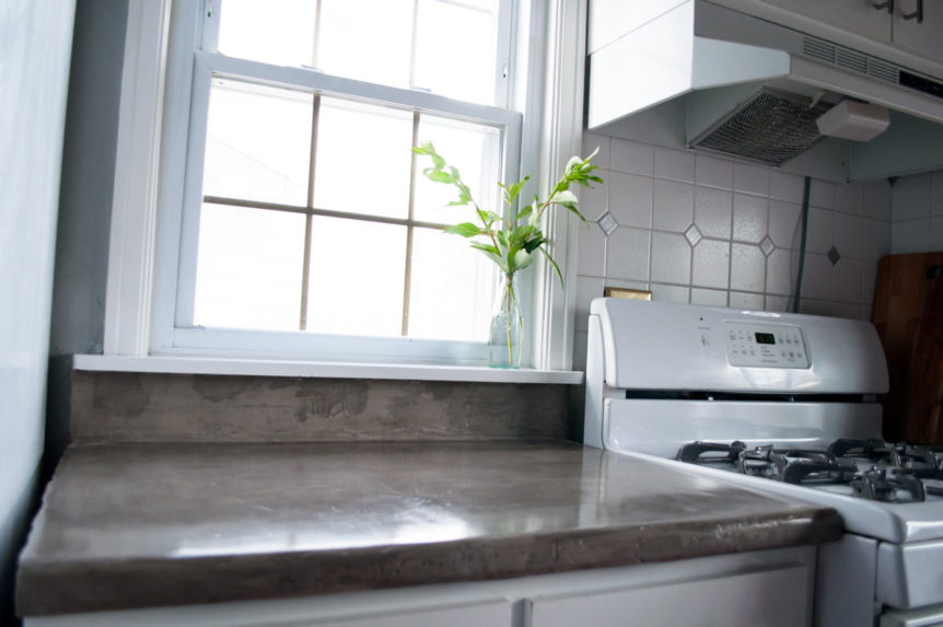 Feather Finish Concrete Over Tile Counters And Then We Tried Diy Feather Finish Concrete Over Tile Counters