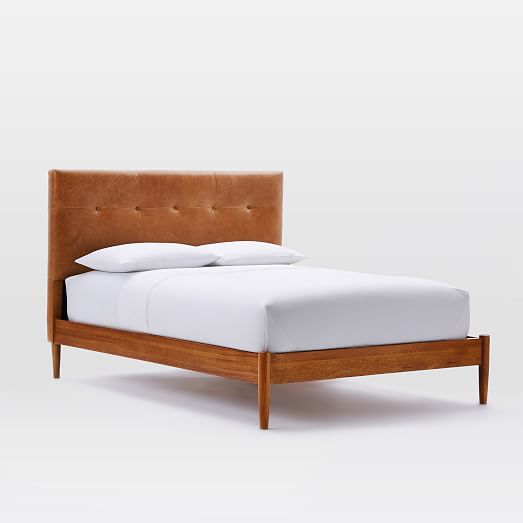 mid century tufted leather headboard